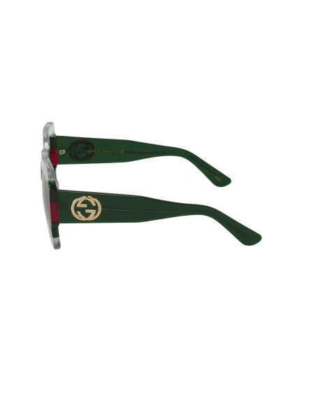 Gucci Gg0178s 001 Oversized Square Gris degradado Verde Rojo Original