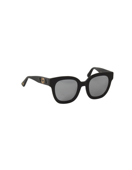 Gucci Gg0208s 002 Square Oversized Negro Plata Espejo