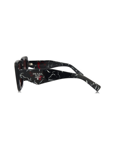 Prada SPR 23YS 1AB-06Q Square Shape Black Red