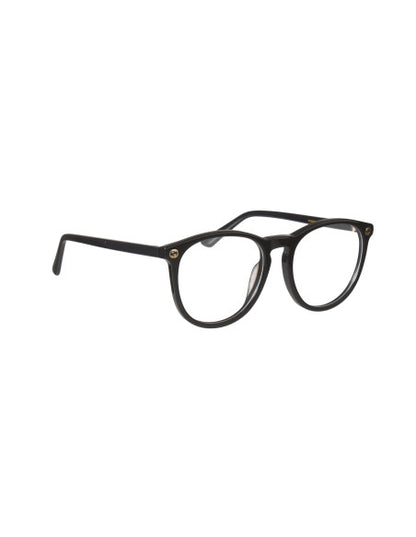 Gucci Gg0027O 001 Oftalmico Round Acetato Negro Dorado