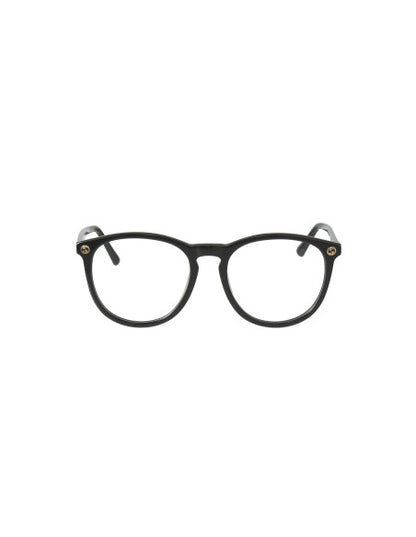 Gucci Gg0027O 001 Oftalmico Round Acetato Negro Dorado