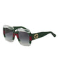 Gucci Gg0178s 001 Oversized Square Gris degradado Verde Rojo Original