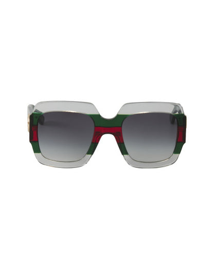 Gucci Gg0178s 001 Oversized Square Gris degradado Verde Rojo Original