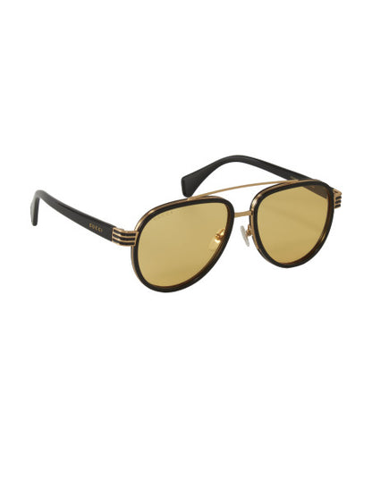 Gucci Gg0447s 002 Aviator Negro Ambar Transparente