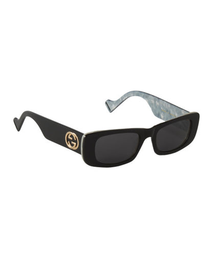 Gucci Gg0516S 001 Rectangle Shape Negro Gris Clasico Original