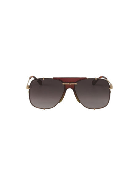 Gucci GG0739S 002 Square Shape Aviator Cafe Dorado