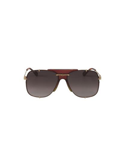 Gucci GG0739S 002 Square Shape Aviator Cafe Dorado