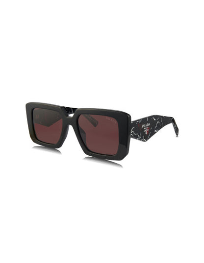 Prada SPR 23YS 1AB-06Q Square Shape Black Red