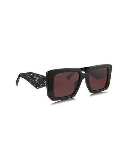 Prada SPR 23YS 1AB-06Q Square Shape Black Red