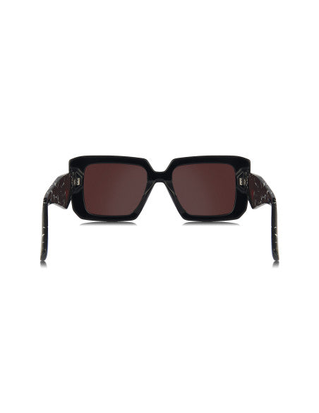 Prada SPR 23YS 1AB-06Q Square Shape Black Red
