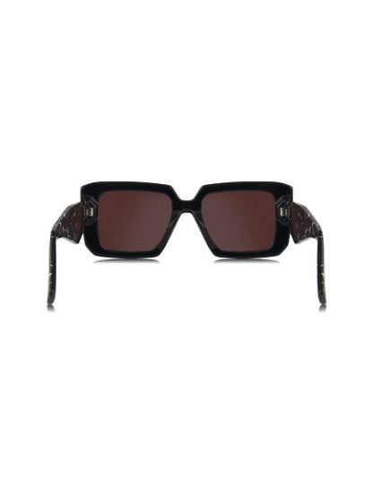 Prada SPR 23YS 1AB-06Q Square Shape Black Red