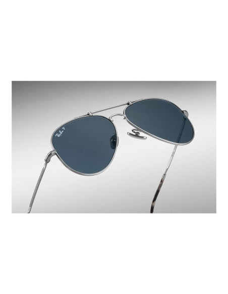 Ray Ban Rb8125m 9165 Aviator Titanium Polarizado Blue Silver