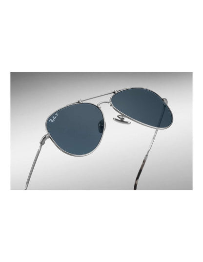 Ray Ban Rb8125m 9165 Aviator Titanium Polarizado Blue Silver