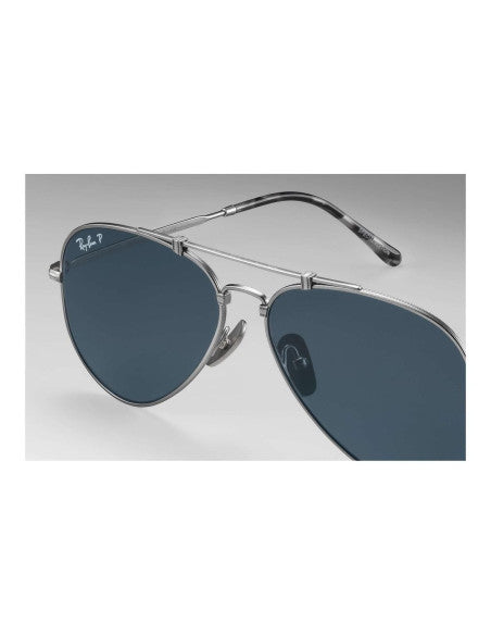 Ray Ban Rb8125m 9165 Aviator Titanium Polarizado Blue Silver